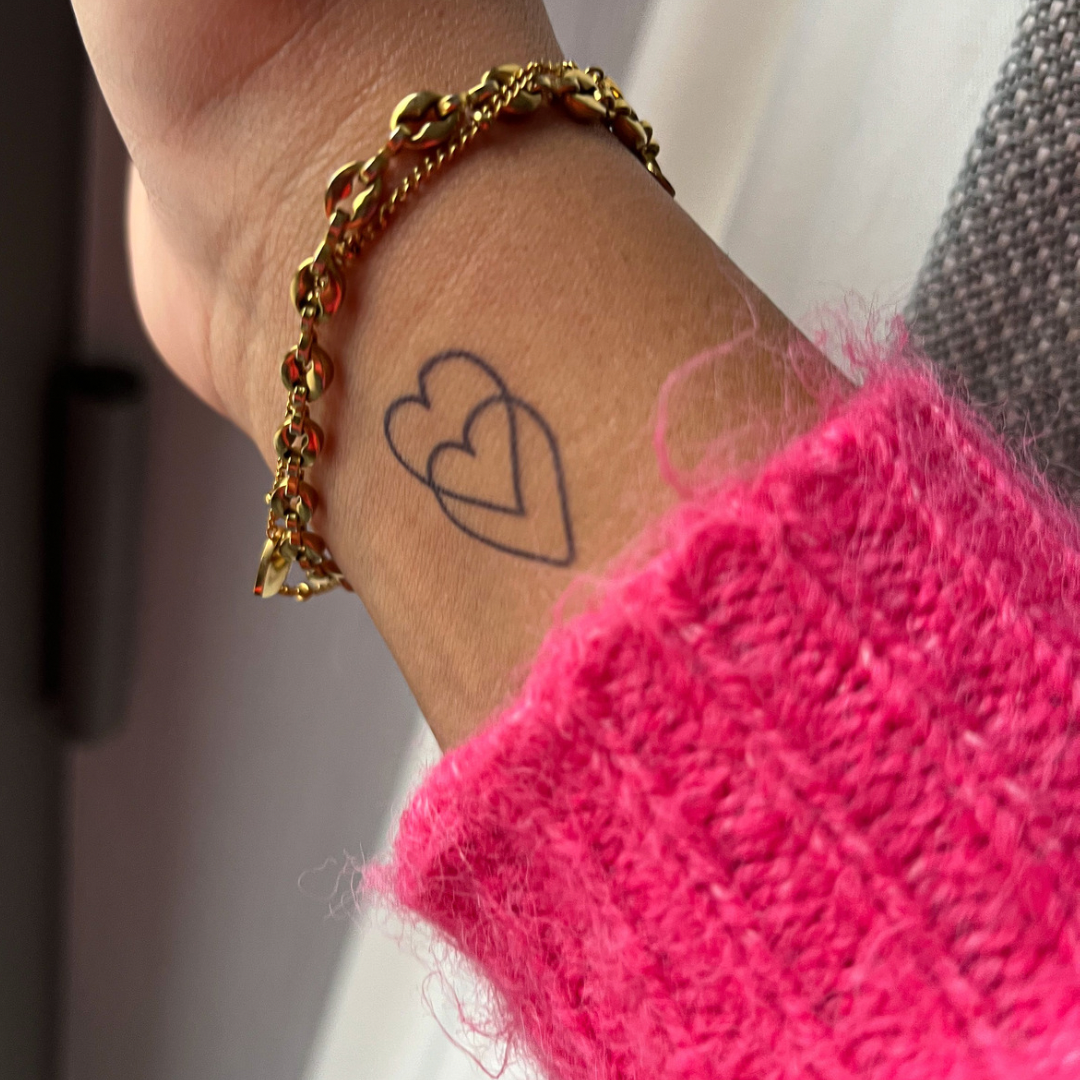 Tillfällig tatuering dubbelt hjärta
