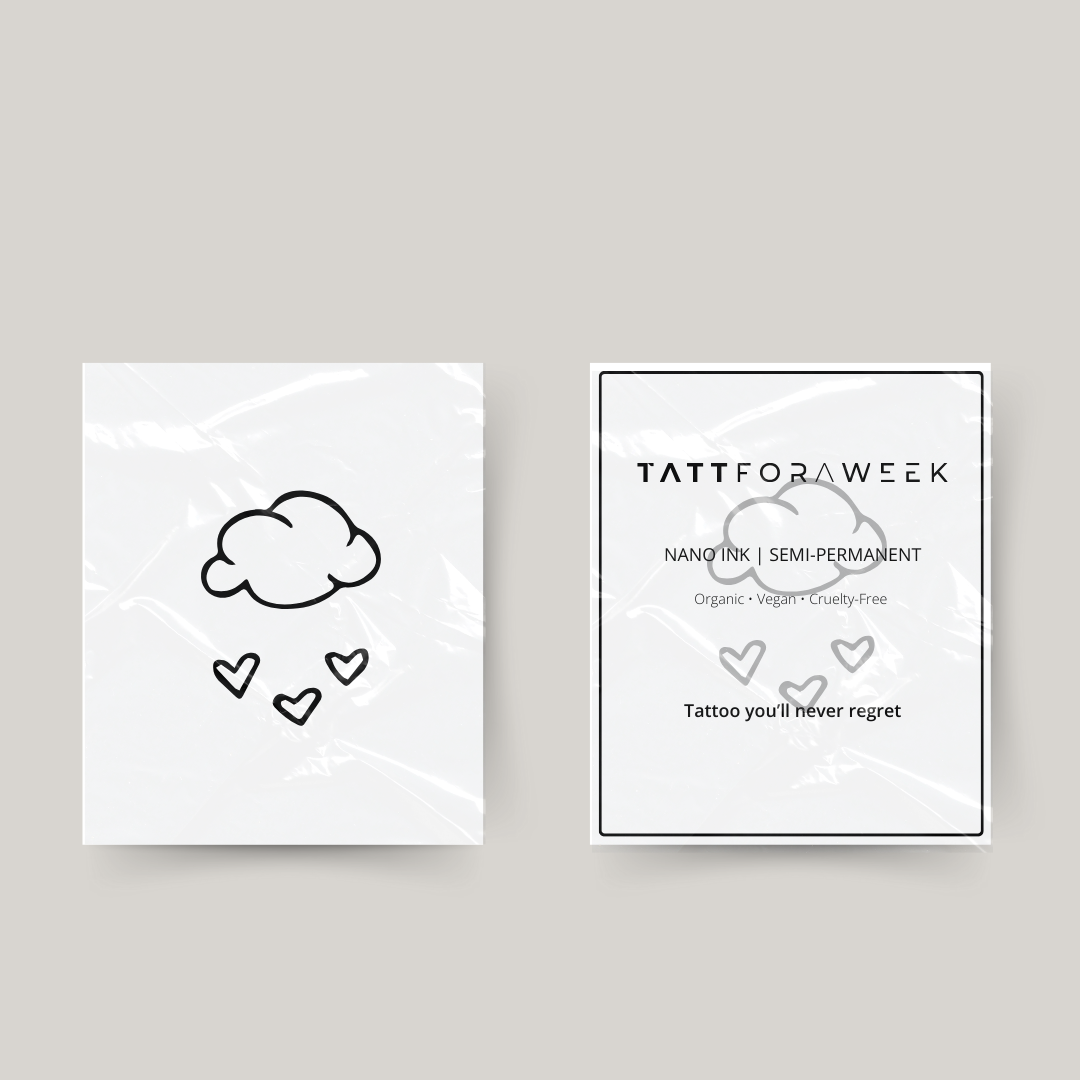 Temporäre Tattoo-Wolke mit Herzen