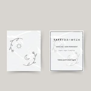 Temporäres passendes Tattoo mit Blumen, Sonne und Mond