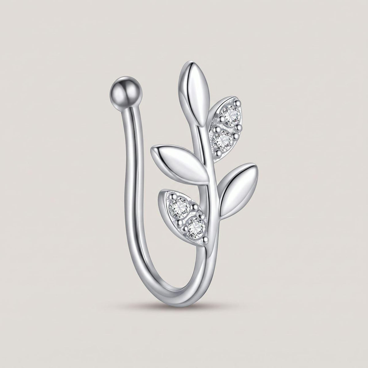 Nep neuspiercing clip blaadjes zilver