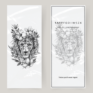 Großer Fake-Tattoo-Tiger mit Blumen