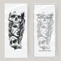 Großes Fake-Tattoo Frau & Totenköpfe