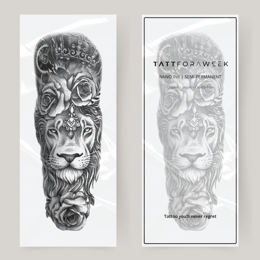 Falsk tatuering sleeve kung lejon