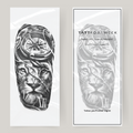 Fake-Tattoo-Ärmel Löwe und Uhr
