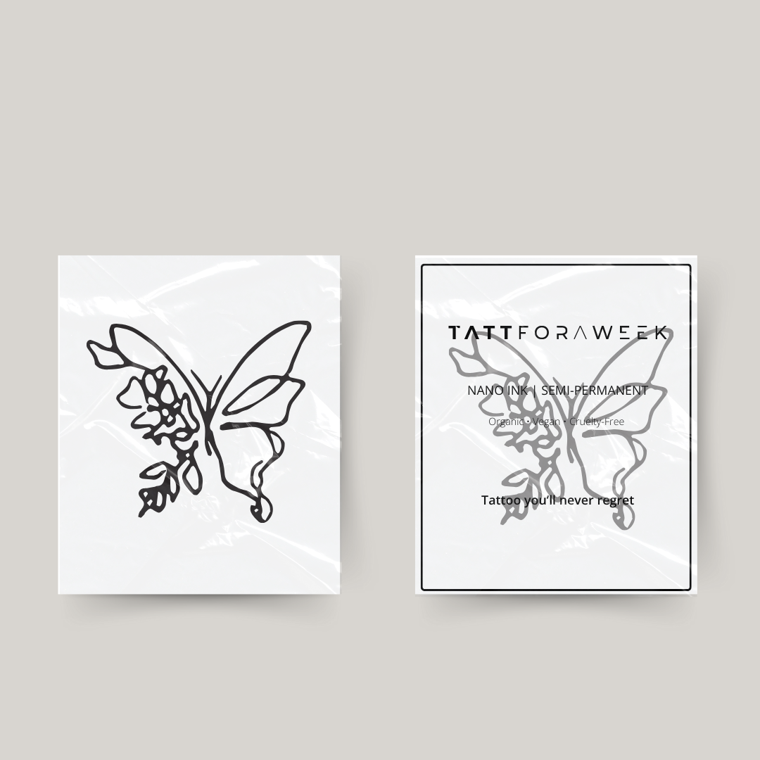 Tijdelijke tattoo vlinder en plant